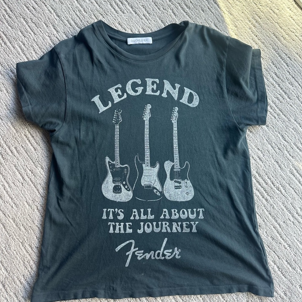 Daydreamer Black Graphic Tee with Guitar Design